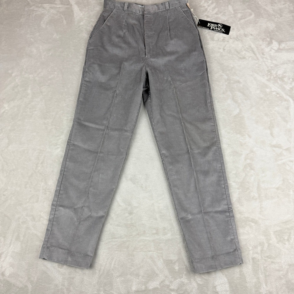 VTG Lord Isaacs Corduroy Pants Women 10P Gray High Rise Tapered Trousers USA